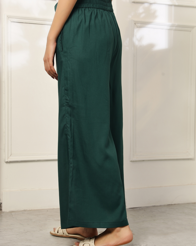Dark Green Rayon Palazzo Pants