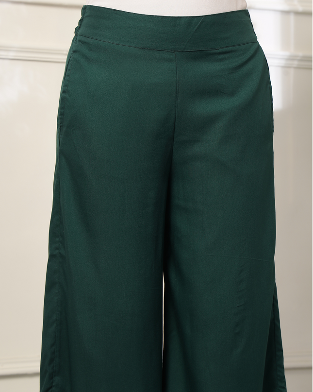 Dark Green Rayon Palazzo Pants