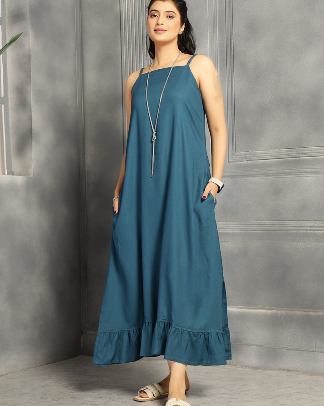 2 piece spaghetti shrug dress in Big Floral Teal  Blue