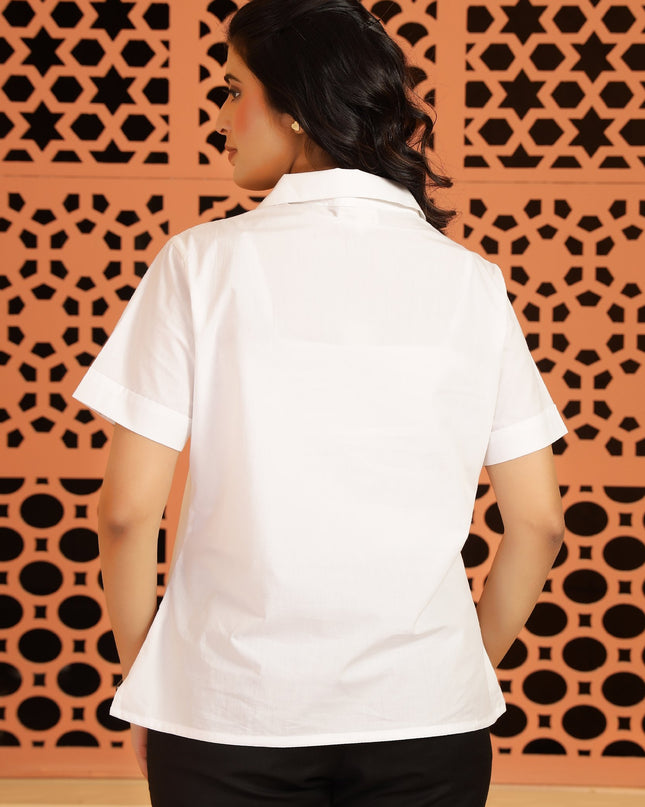 White Jacket-Style Shirt Top
