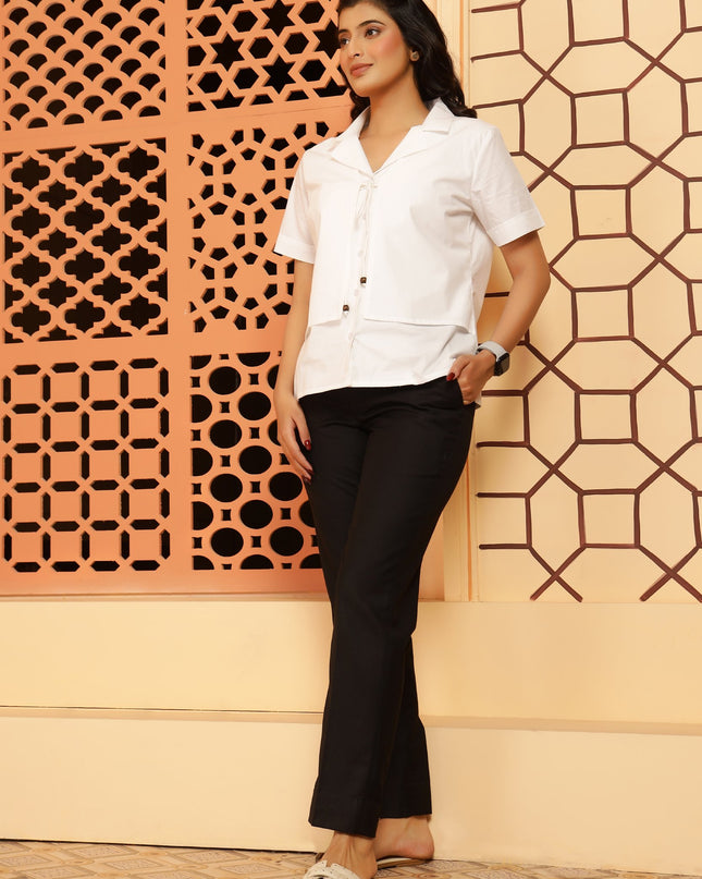 White Jacket-Style Shirt Top