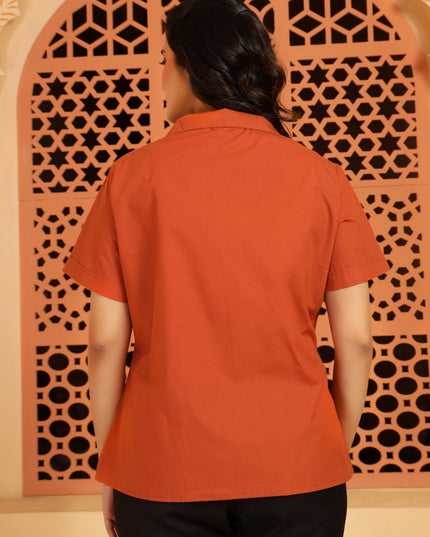 Rust Jacket-Style Shirt Top