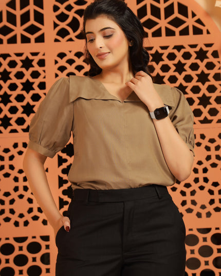Mocha Brown Square Neck Top