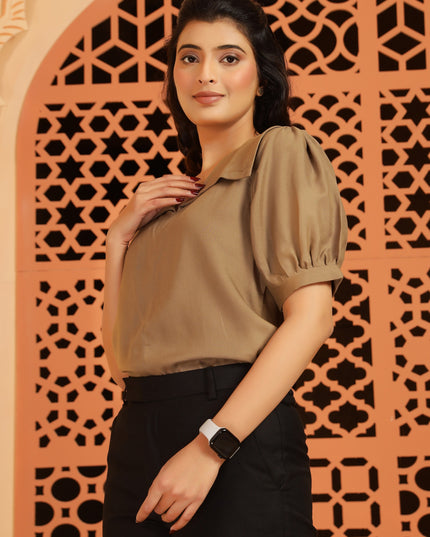 Mocha Brown Square Neck Top