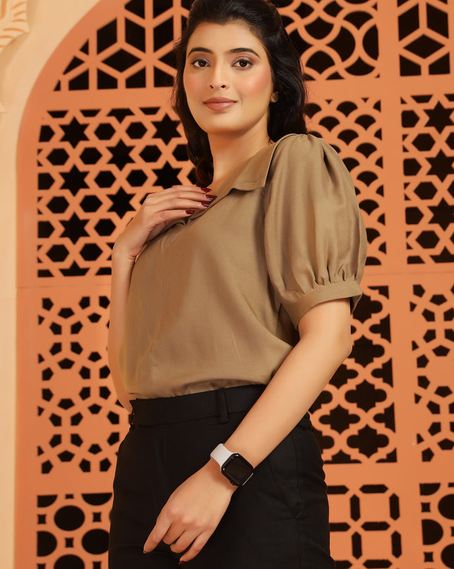 Mocha Brown Square Neck Top