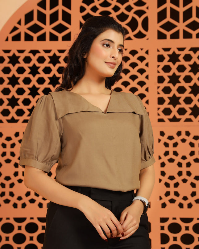 Mocha Brown Square Neck Top