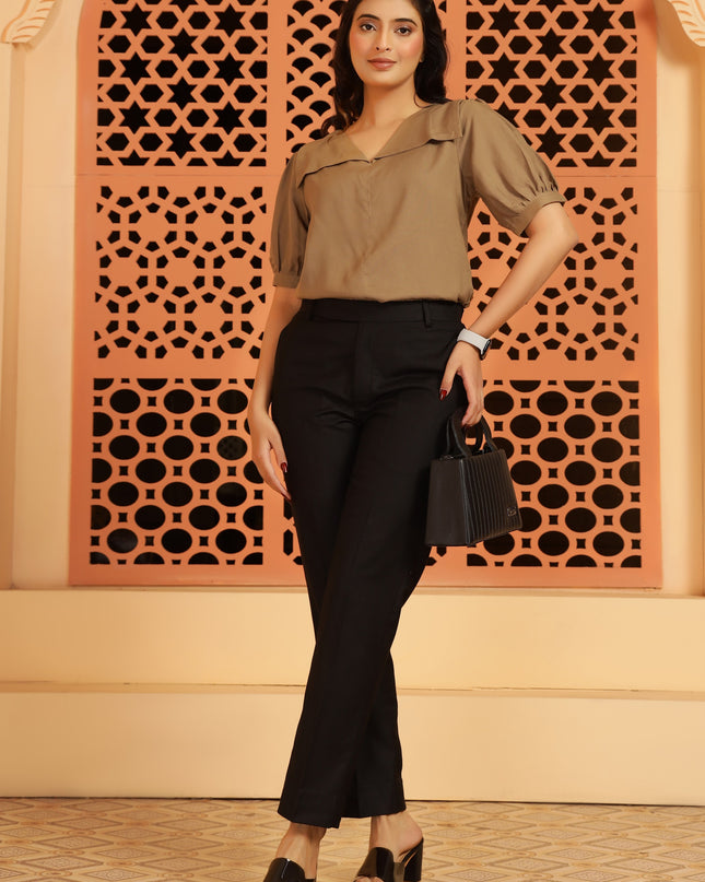 Mocha Brown Square Neck Top
