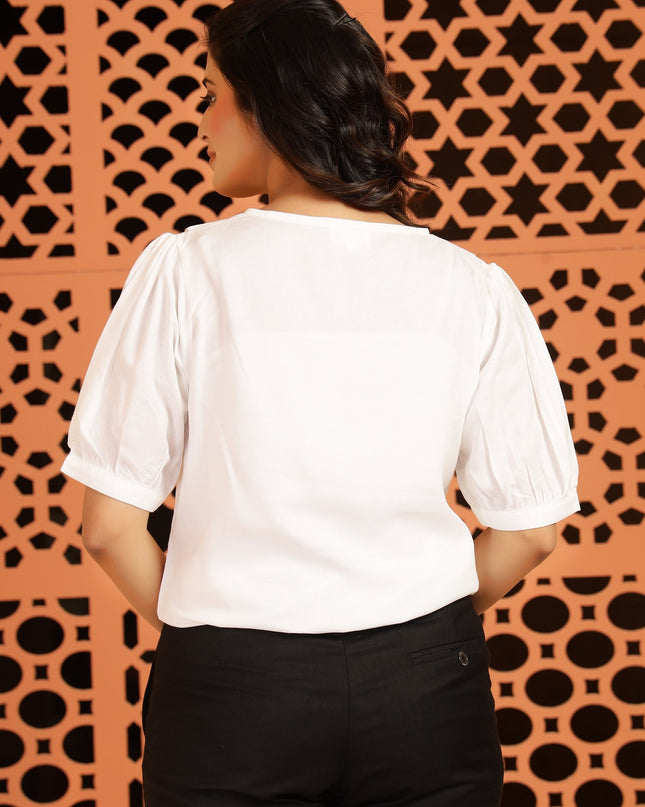White Square Sleeve Top