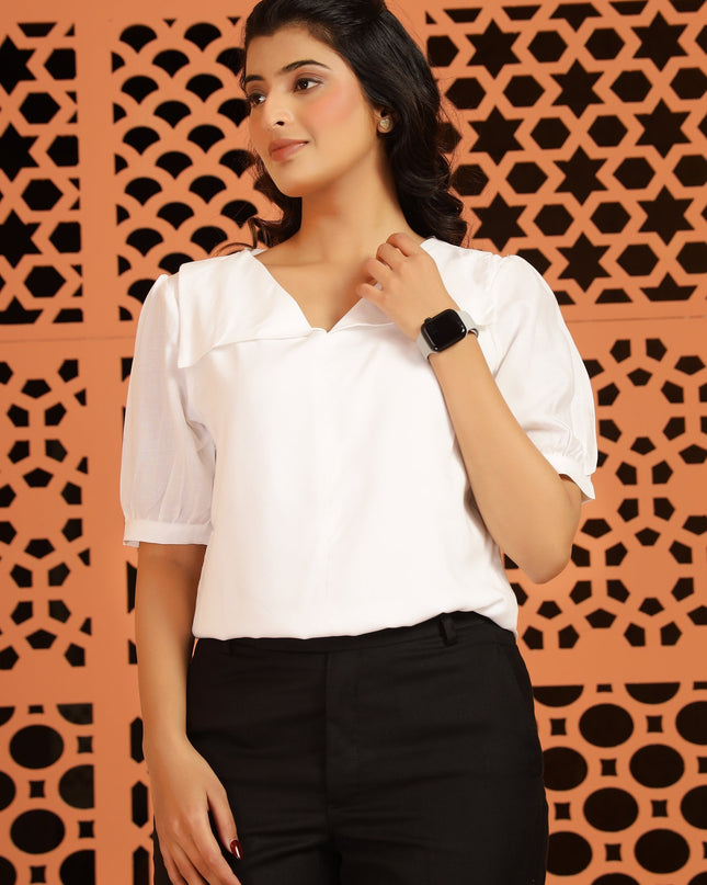 White Square Sleeve Top