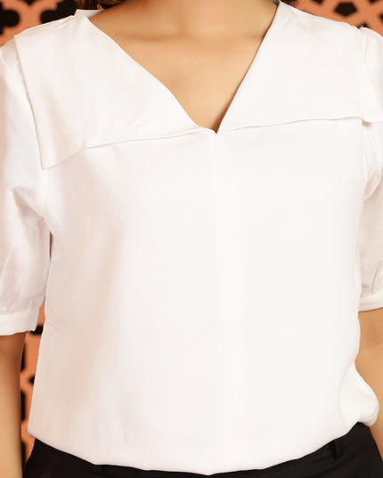 White Square Sleeve Top