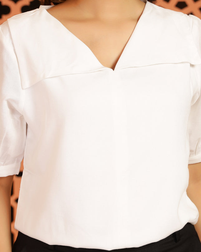 White Square Sleeve Top