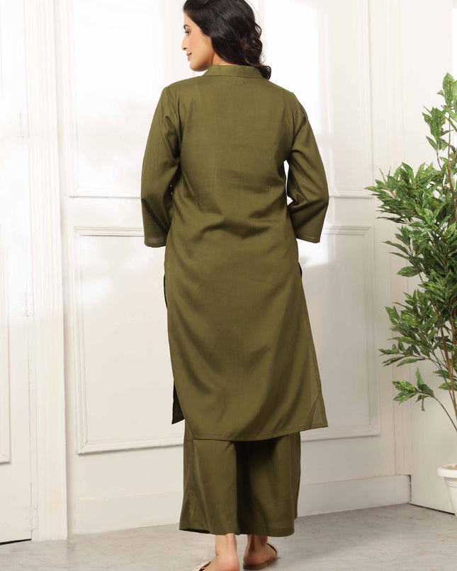 Olive Green Long Kurta