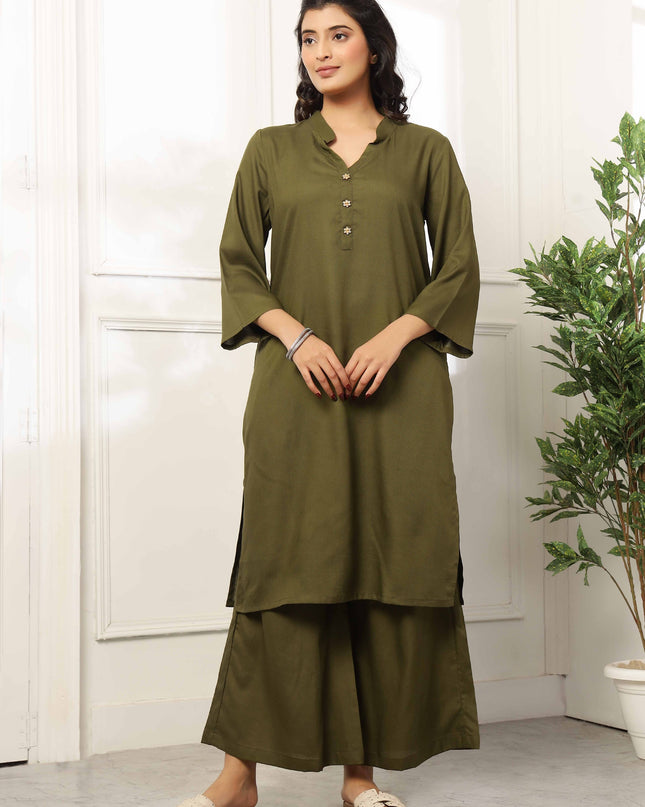 Olive Green Long Kurta