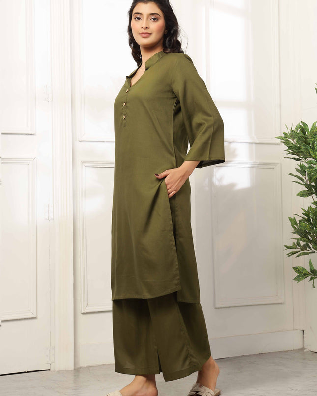 Olive Green Long Kurta