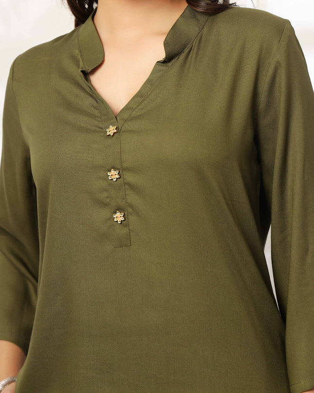 Olive Green Long Kurta
