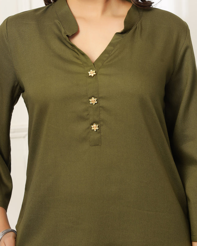 Olive Green Long Kurta