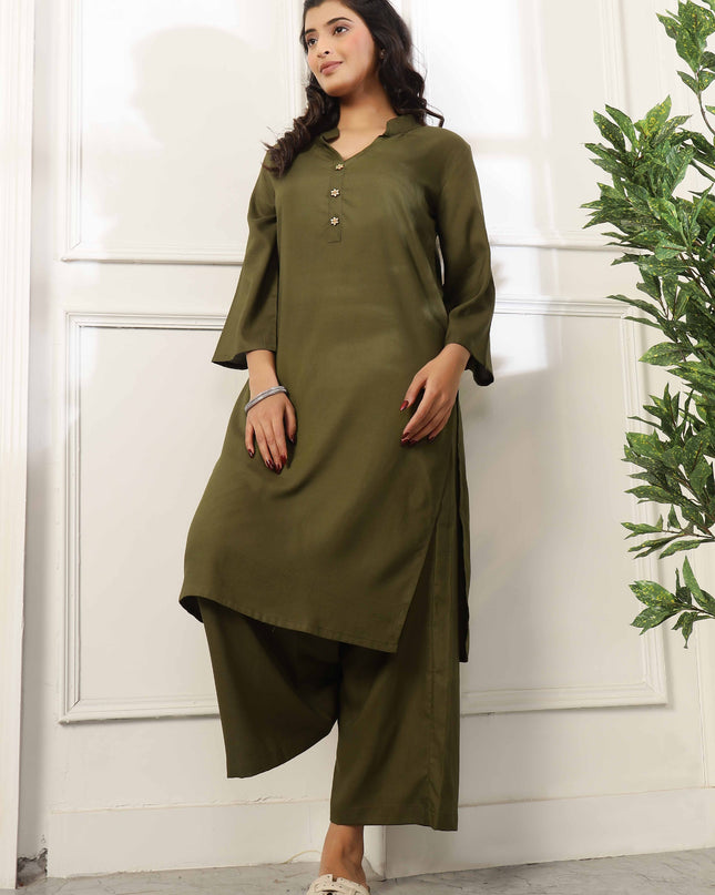 Olive Green Long Kurta