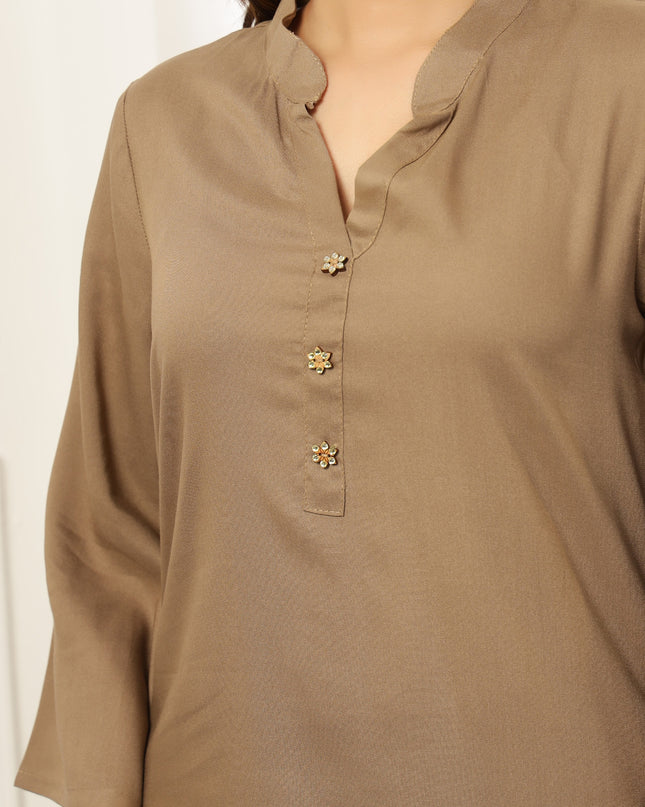 Beige Long Kurta | Work Wear Kurta