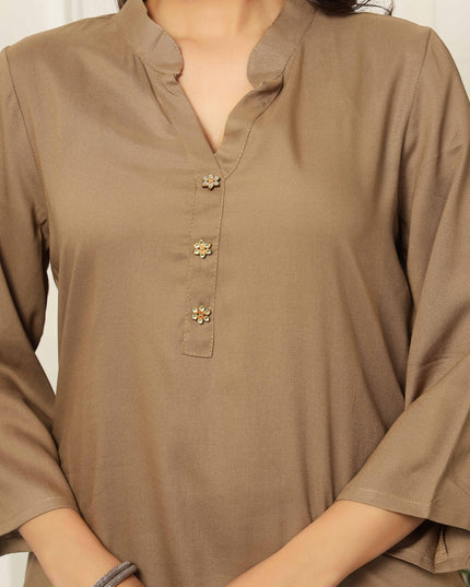 Beige Long Kurta | Work Wear Kurta