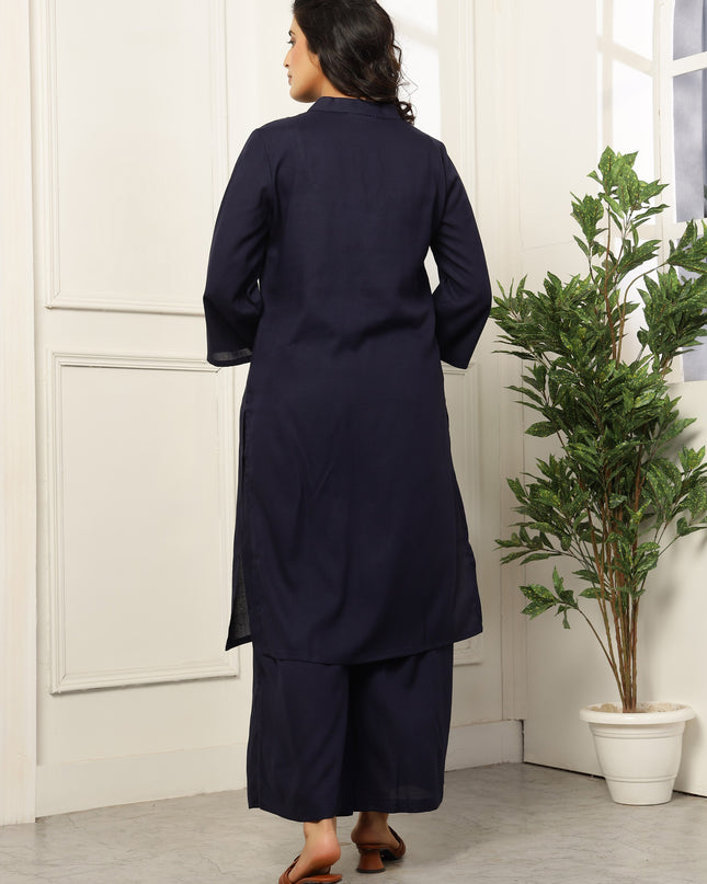 Navy Blue Long Kurta | Work Wear Kurta