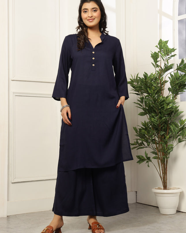 Navy Blue Long Kurta | Work Wear Kurta