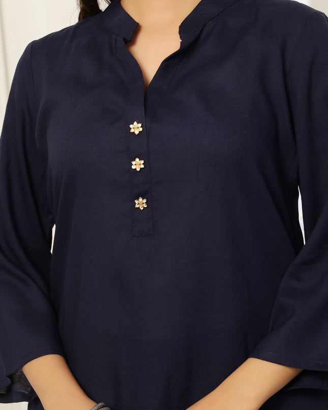 Navy Blue Long Kurta | Work Wear Kurta