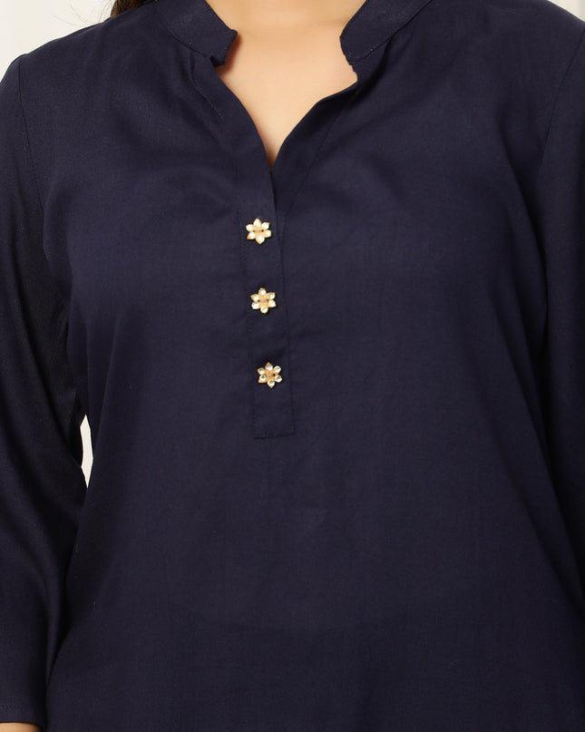 Navy Blue Long Kurta | Work Wear Kurta