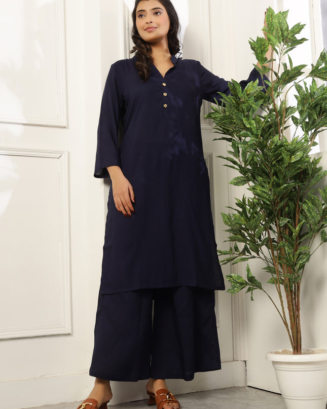 Navy Blue Long Kurta | Work Wear Kurta