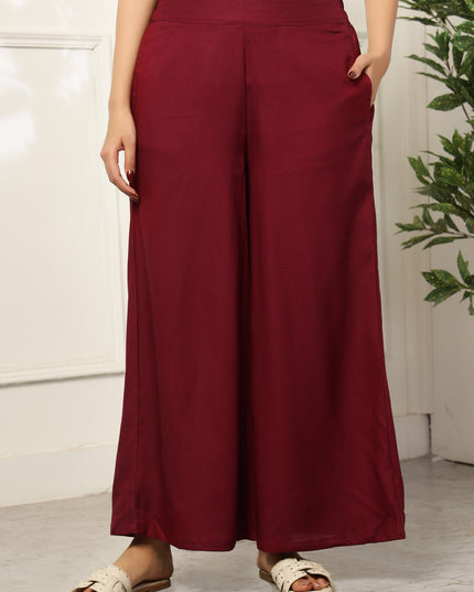 Wine Rayon Plazzo Pants