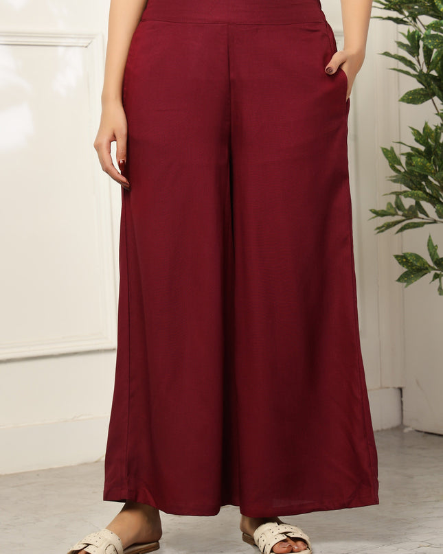 Wine Rayon Plazzo Pants