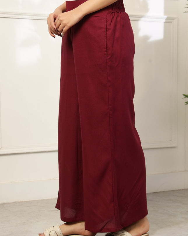 Wine Rayon Plazzo Pants