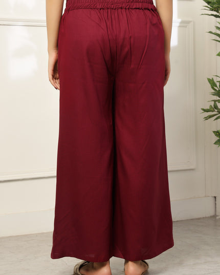 Wine Rayon Plazzo Pants