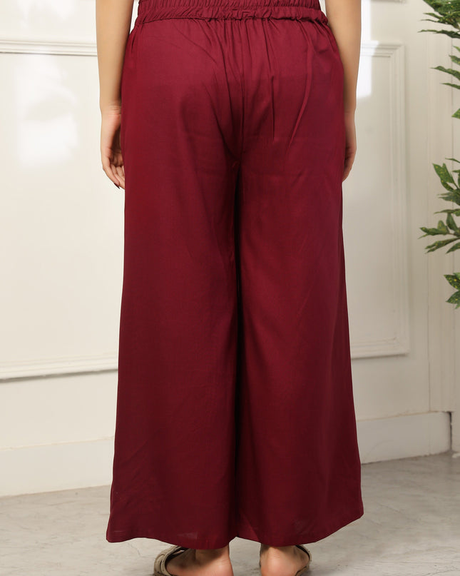 Wine Rayon Plazzo Pants