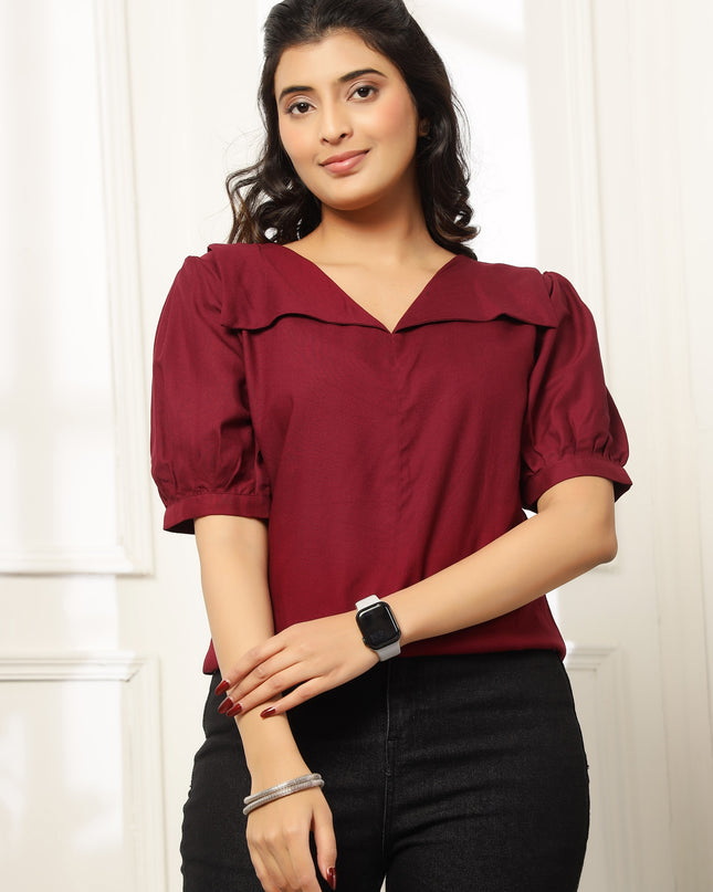 Wine Square Neck Top