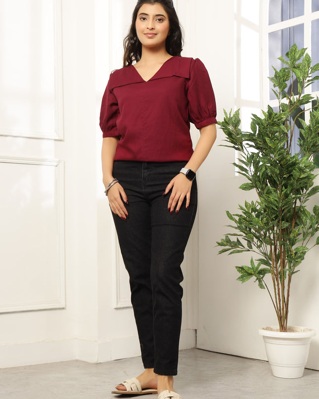 Wine Square Neck Top