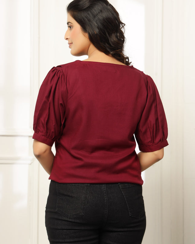 Wine Square Neck Top