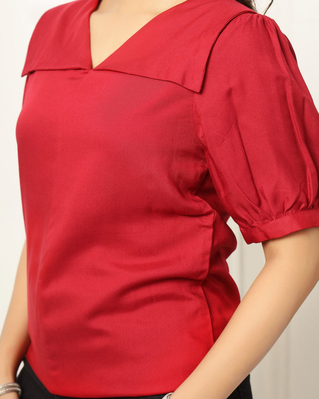 Red Square Neck Top