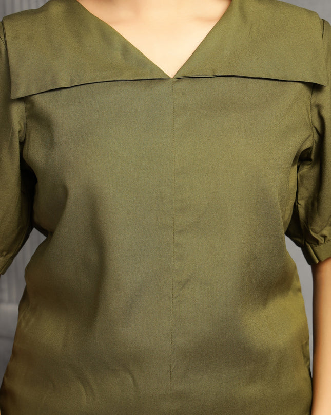Olive Green  Square Neck Top