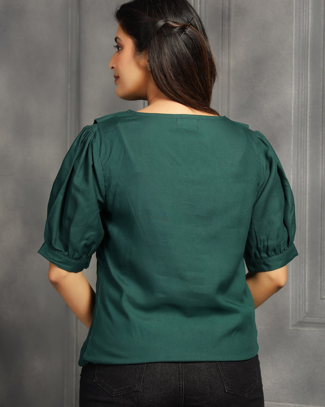 Bottle Green Square Neck Top
