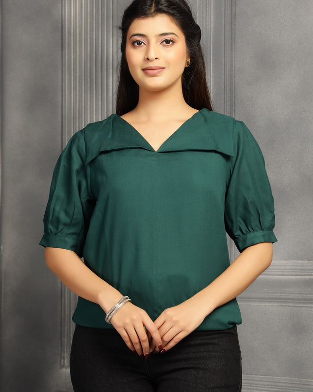 Bottle Green Square Neck Top