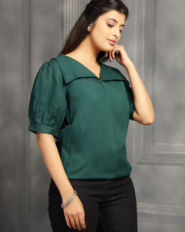 Bottle Green Square Neck Top