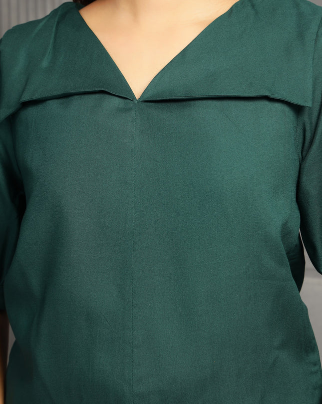 Bottle Green Square Neck Top
