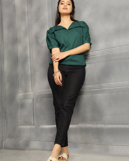 Bottle Green Square Neck Top