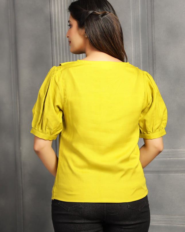 Yellow Square Neck Top