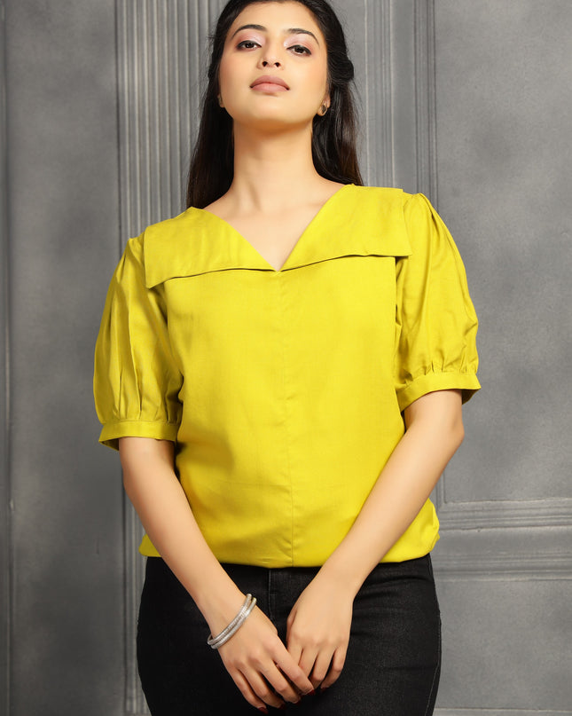 Yellow Square Neck Top