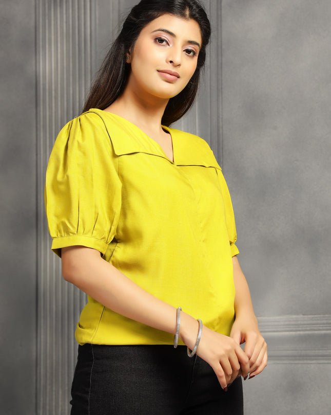 Yellow Square Neck Top