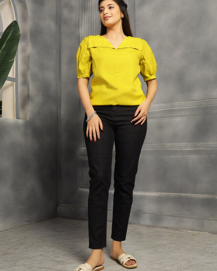 Yellow Square Neck Top