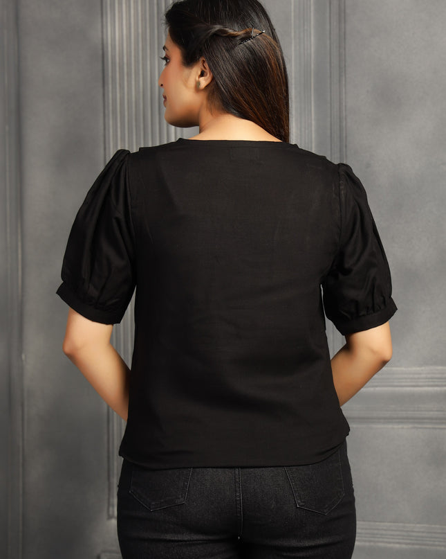 Black Square Sleeve Top