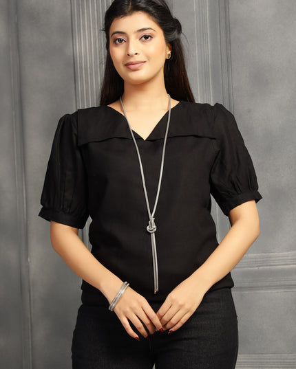 Black Square Sleeve Top