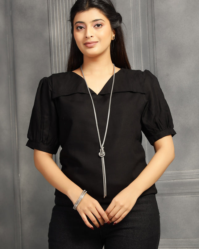 Black Square Sleeve Top